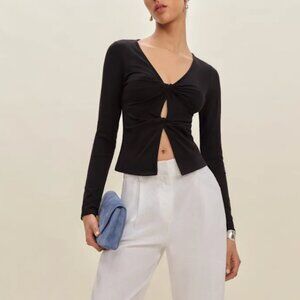 Reformation Silas Knit Top Black - Size XS